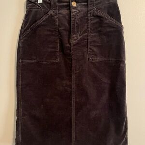 'Autumn' Corduroy Knee Length Skirt - 8 / Charcoal Gray